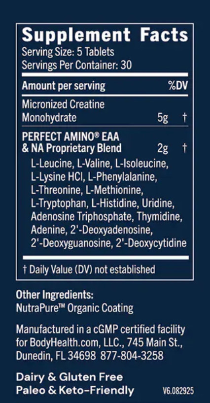 BodyHealth Perfect Amino Creatine Powder 8.04 oz – 30 Servings – Exp 10/2027