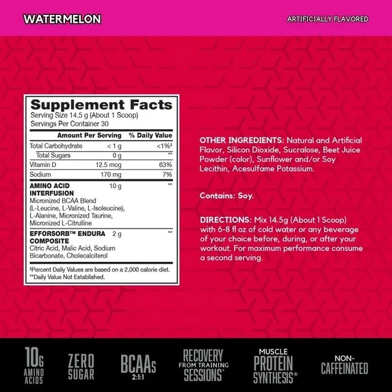BSN Amino X Amino Acids + BCAA Powder, Watermelon, 30 Servings