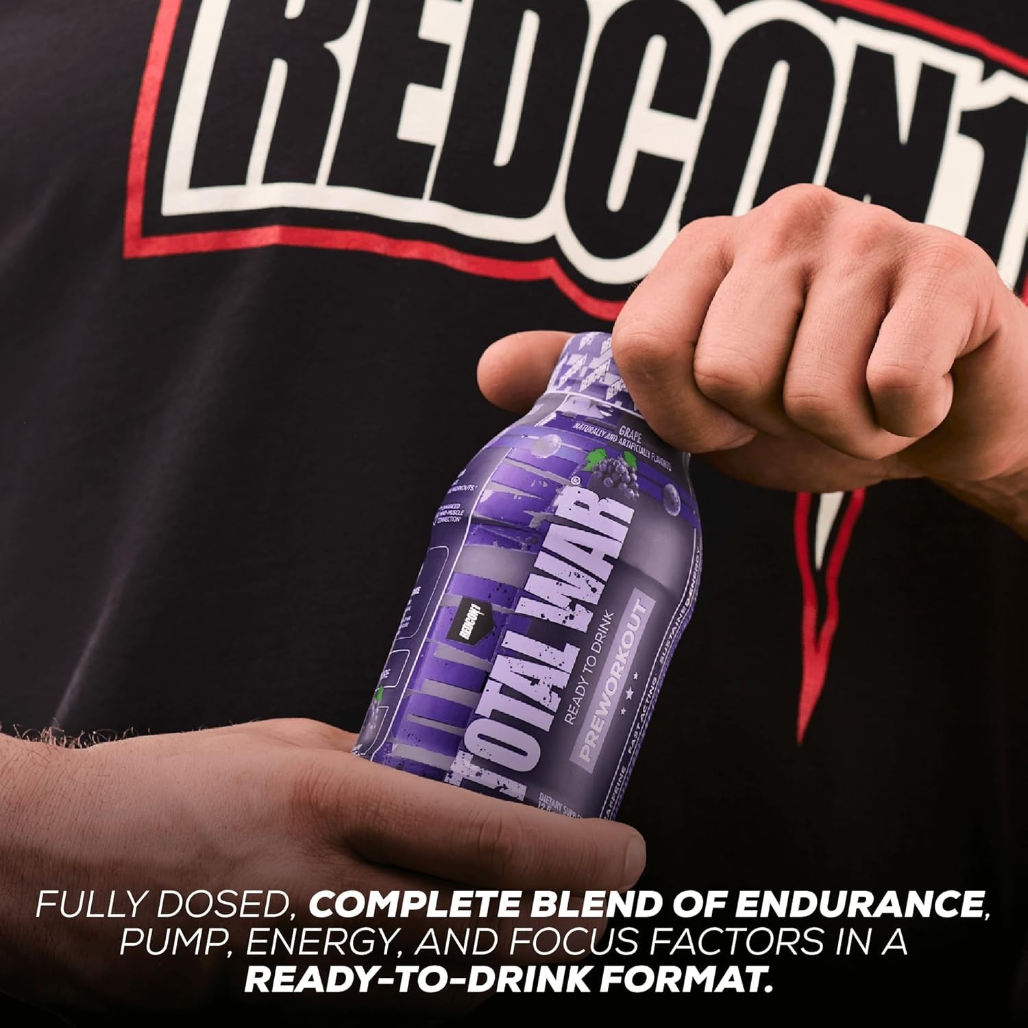 REDCON1 Total War Pre Workout Energy 300mg Caffeine Shots Watermelon 12 PACK