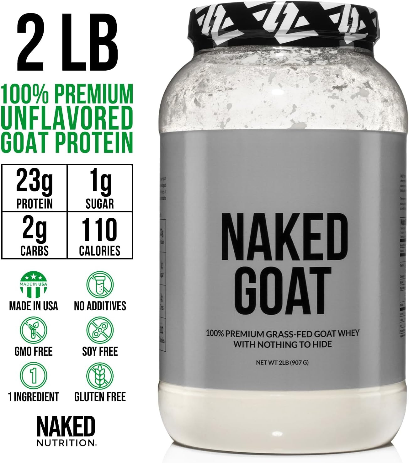 Pasture Fed Goat Whey Protein Powder from Small-Herd Wisconsin Dairies, 2Lb