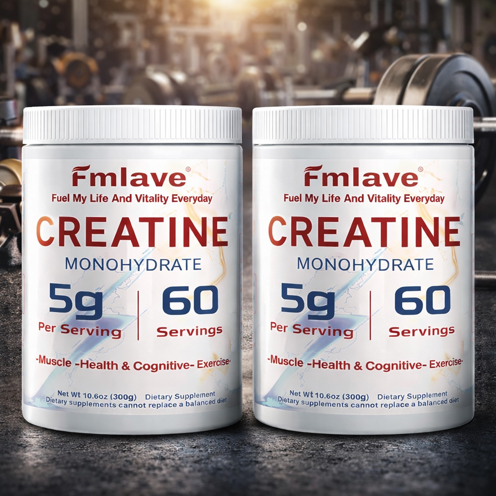 2 pack Creatine Monohydrate 300g (10.6 oz) , Micronized Pure Powder -120Servings