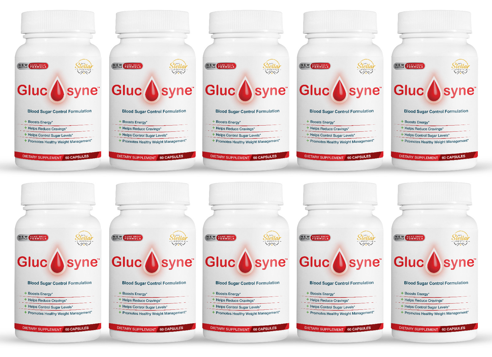 10 Pack Glucosyne, fórmula de control de azúcar en la sangre-60 Cápsulas x10