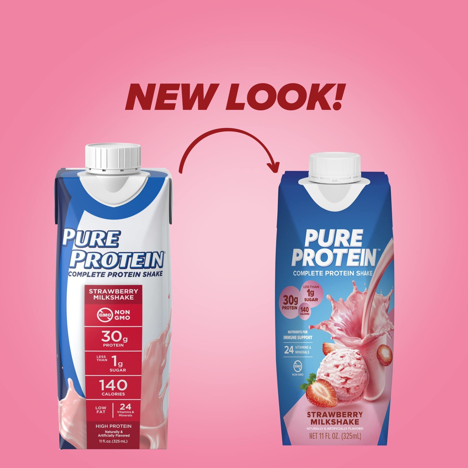 Pure Protein Strawberry 🍓 Protein Shake, 11 oz Bottles, (Pack of 12)