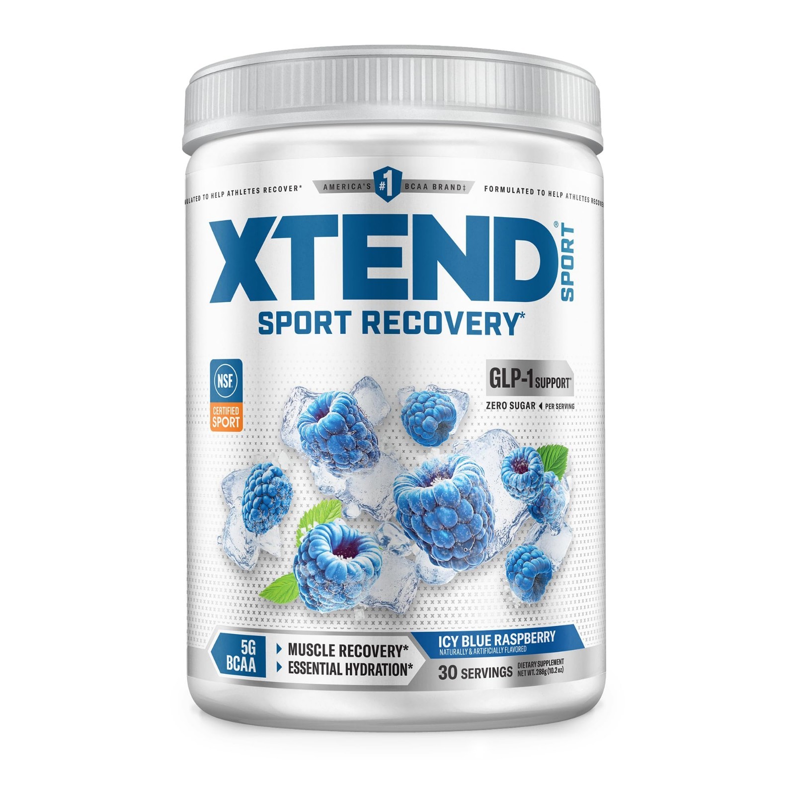 BCAA Powder Blue Raspberry Ice – Electrolyte Recovery & Hydration Drink Mix – 30