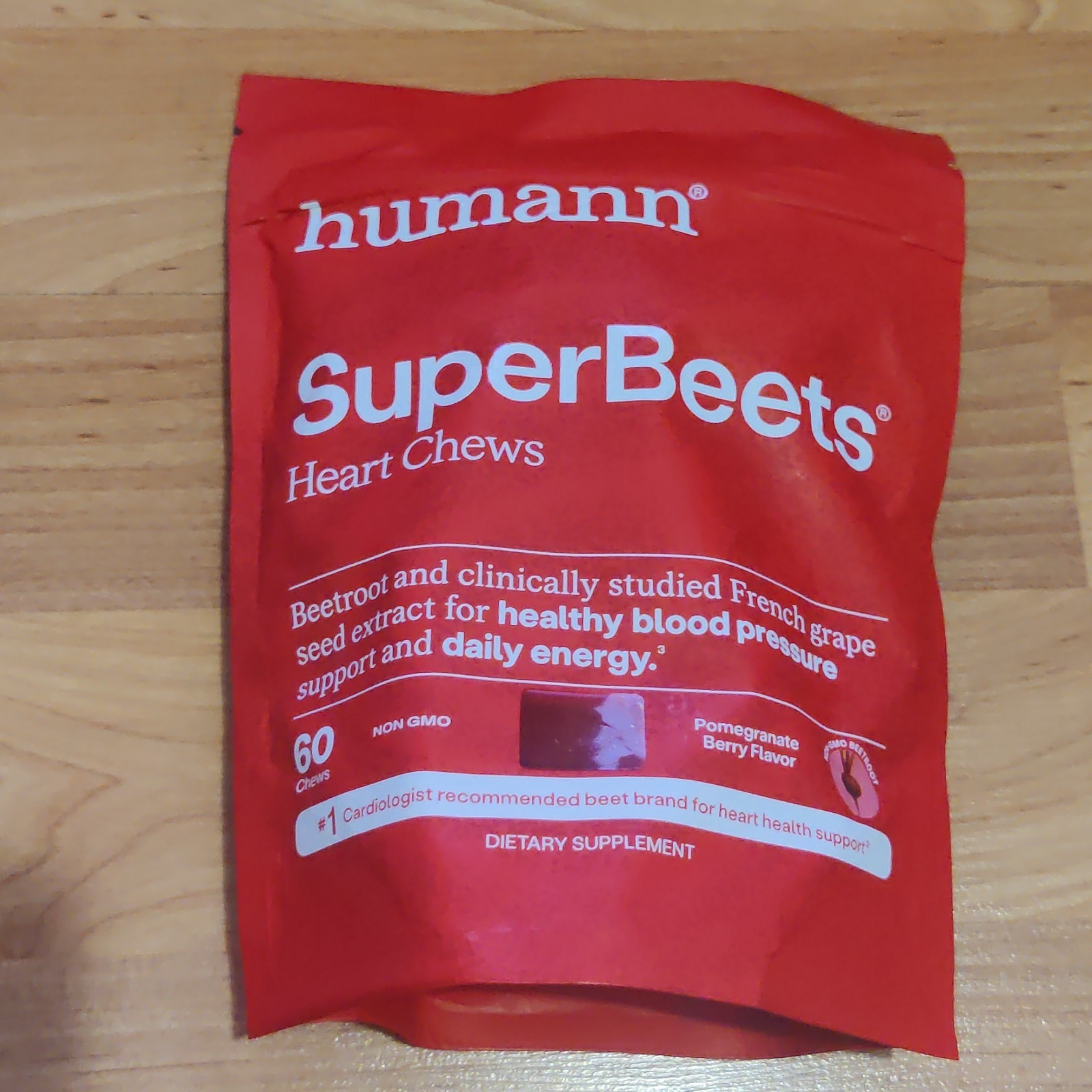HumanN – SUPER BEETS Heart Chews, Pomegranate, 60 Count, New & Sealed, Exp 06/27