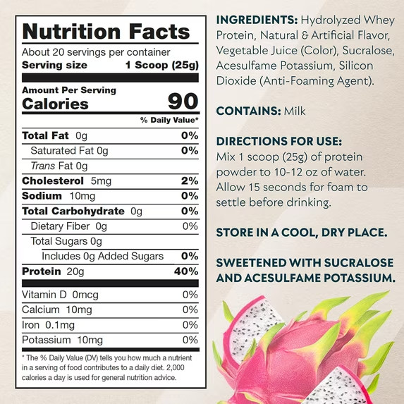 Myprotein Clear Whey Isolate Protein Powder, Tropical Dragonfruit, 20 Servings,