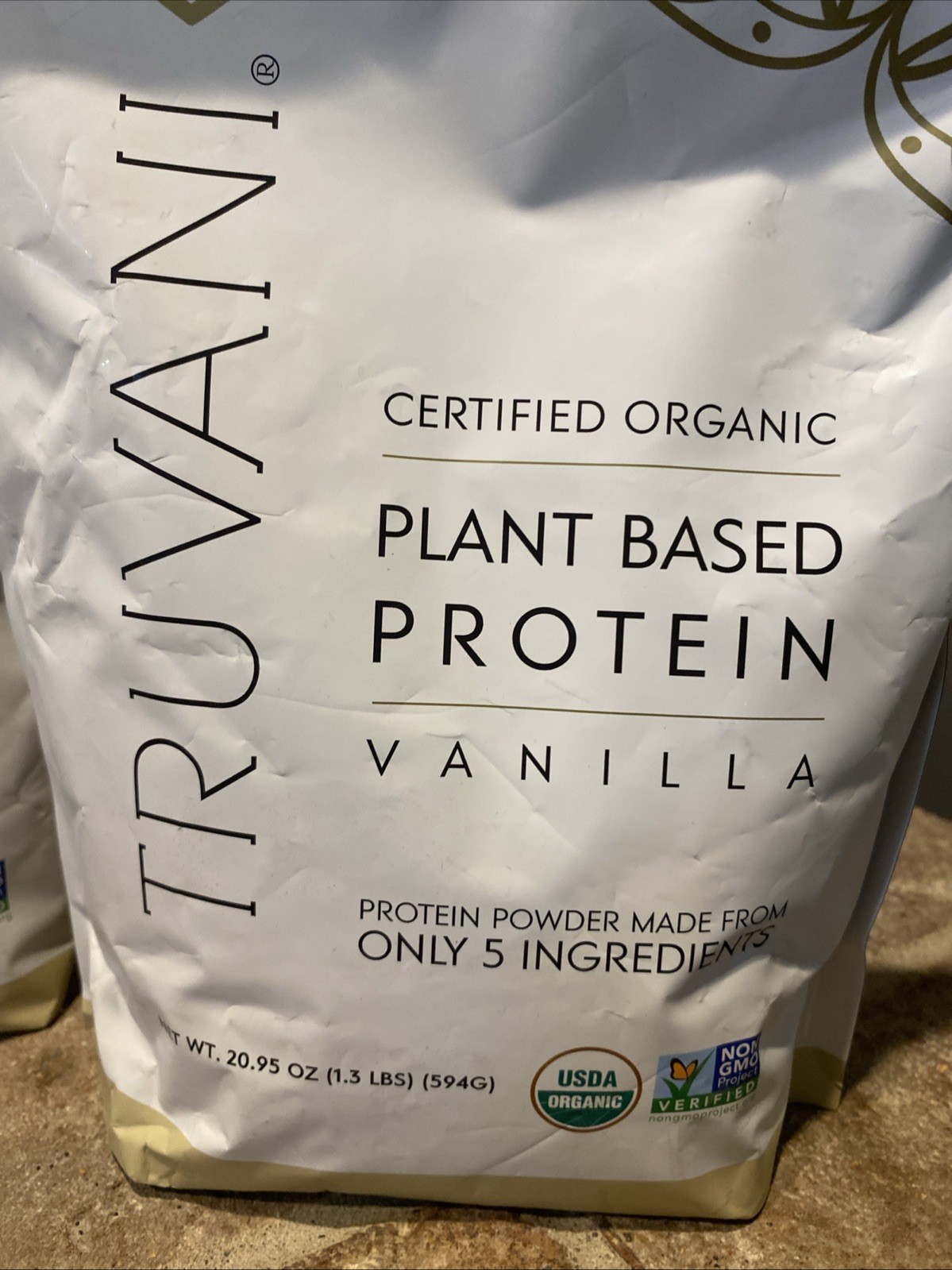 Truvani Certified Organic Plant Based Protein Vanilla 1.3lbs Exp 2/2027 2/2028