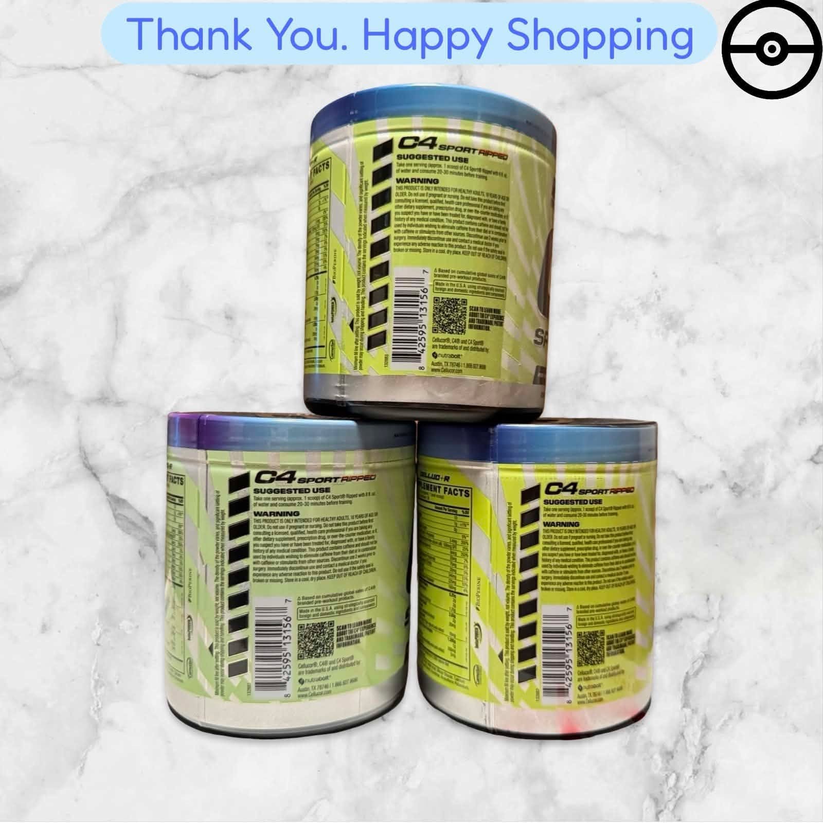 FOR 3 C4 Sport Ripped Pre-Workout Powder Artic Snow Cone 20 Servin 9.9 oz NEW