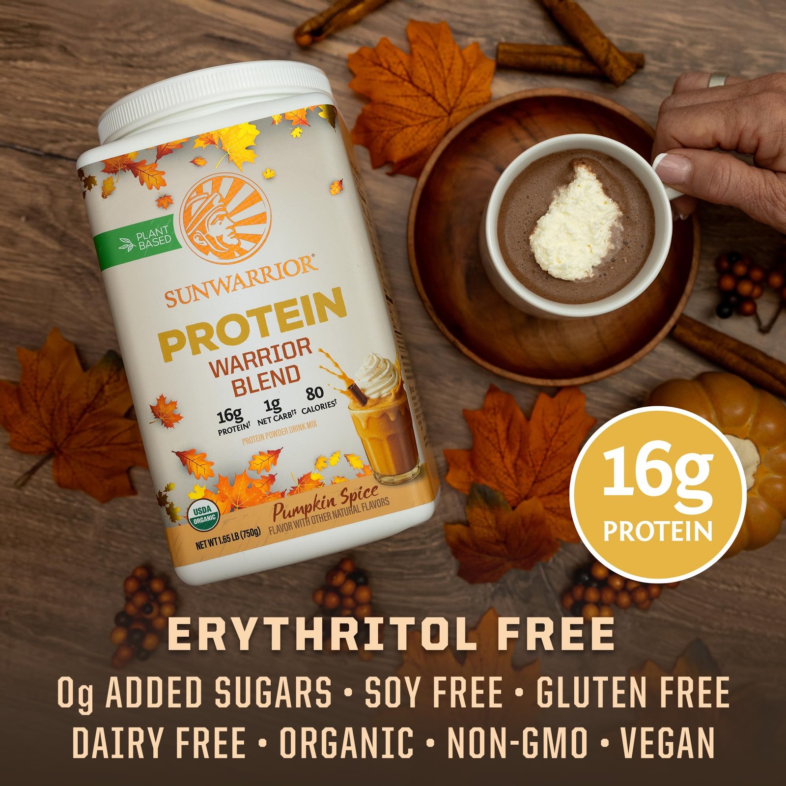Vegan Protein Powder Plant-Based Organic Protein, Pumpkin Spice Flavored 30 Serv