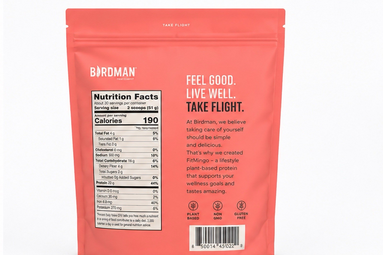 Birdman FitMingo Lifestyle Plant-Based Protein Powder Gluten-Free Mocha 3.3 lb