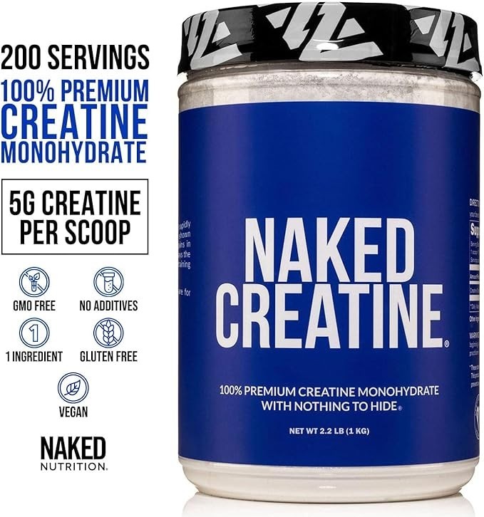 NAKED Pure Micronized Creatine Monohydrate – 200 Servings, 1,000g Bulk – NSF Cer