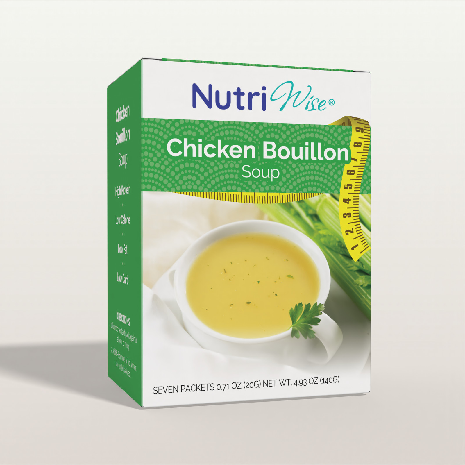 NutriWise Chicken Bouillon Soup, High Protein, Keto Diet Friendly, Low Carb 7ct