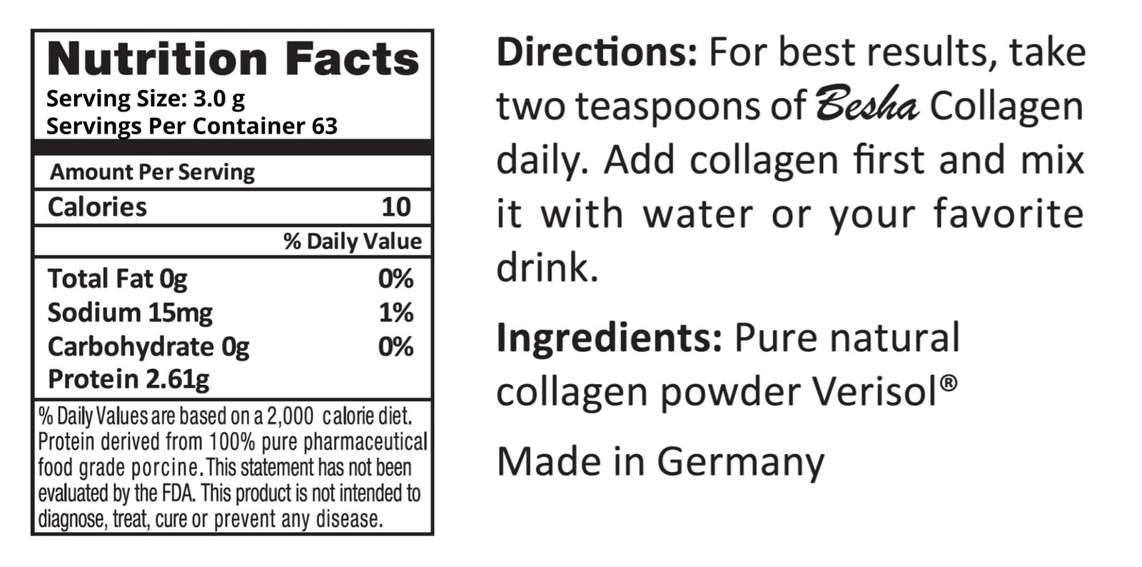 BESHA INC Verisol Collagen Bioactive Peptides (Natural 6.7 Ounce (Pack of 1)