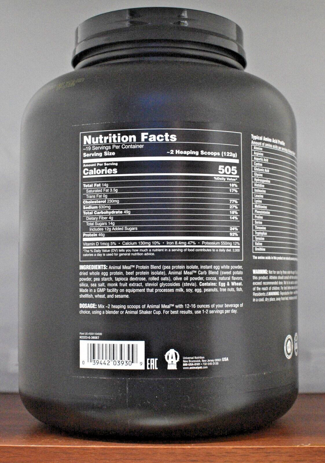 Animal Meal Chocolate 5lb Universal Nutrition Meal Replacement Shake 5 LB
