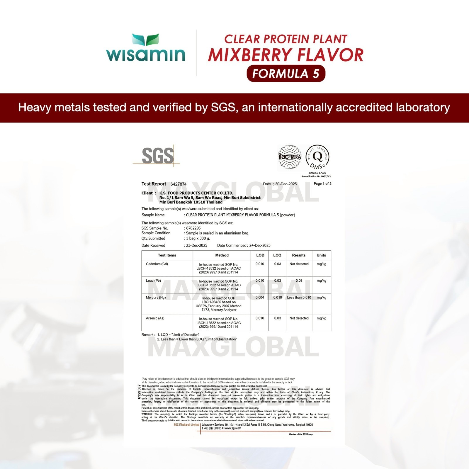 WISAMIN Clear Plant Protein F5 Mixberry Flavor 540g | Gluten-Free Non-GMO