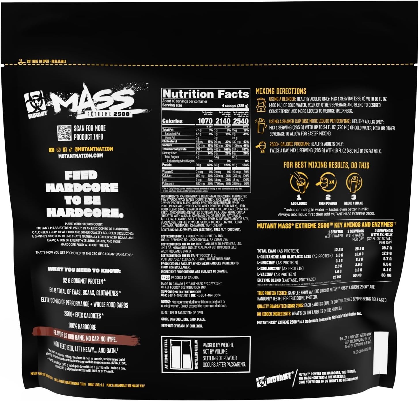 Muscle Mass Gainer Whey Protein Powder 6 lb Triple Chocolate Build Size