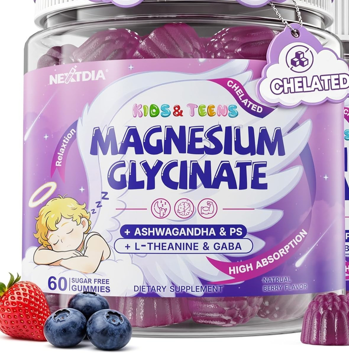 NextDia Magnesium Glycinate Gummies for Teens & Kids | High Absorption Chelated