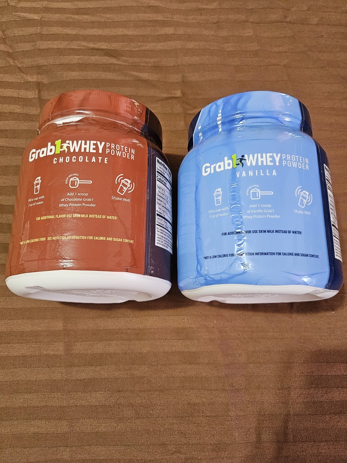 Grab1 Chocolate Whey Protein Powder & Grab1 Vanilla Whey Protein Powder 2-15.2oz