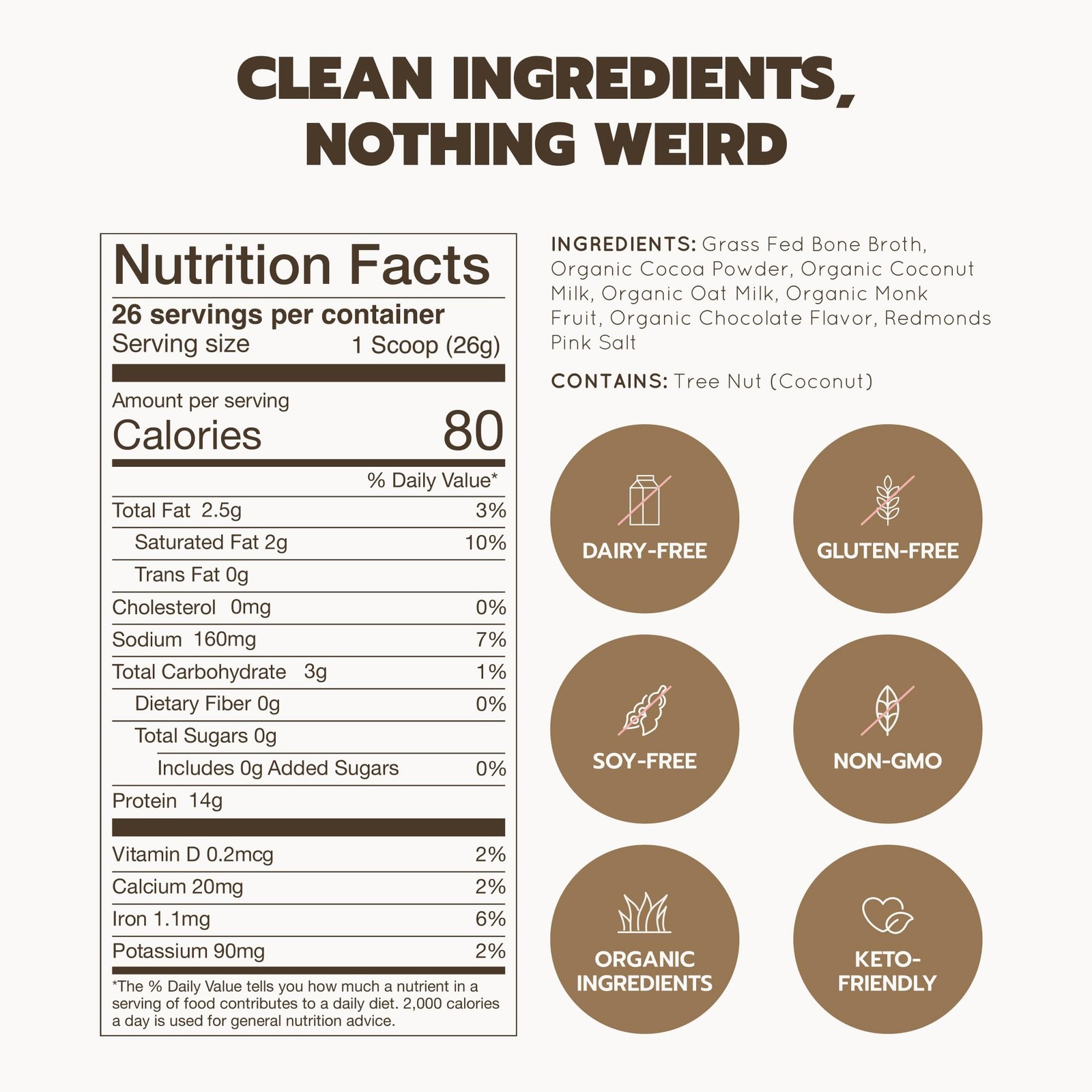 Rae Basics Bone Broth Protein Powder, Grass Fed Collagen with 14g Complete Pr…