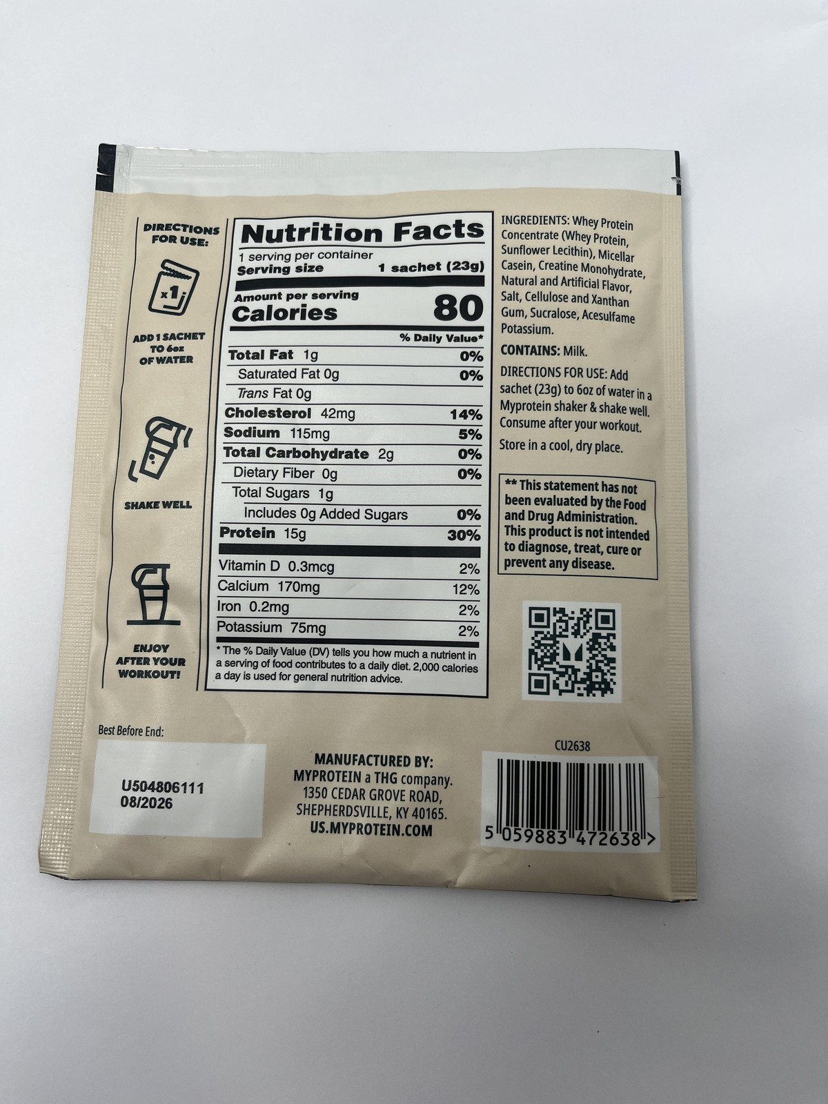 10pk Myprotein Origin Protein Powder 0.8oz Vanilla Swirl Creatine Mix