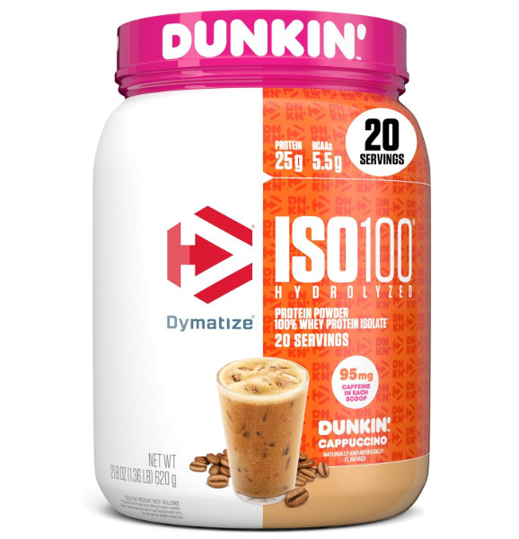Dymatize ISO100 Hydrolyzed Whey Isolate Protein Powder Dunkin Cappuccino