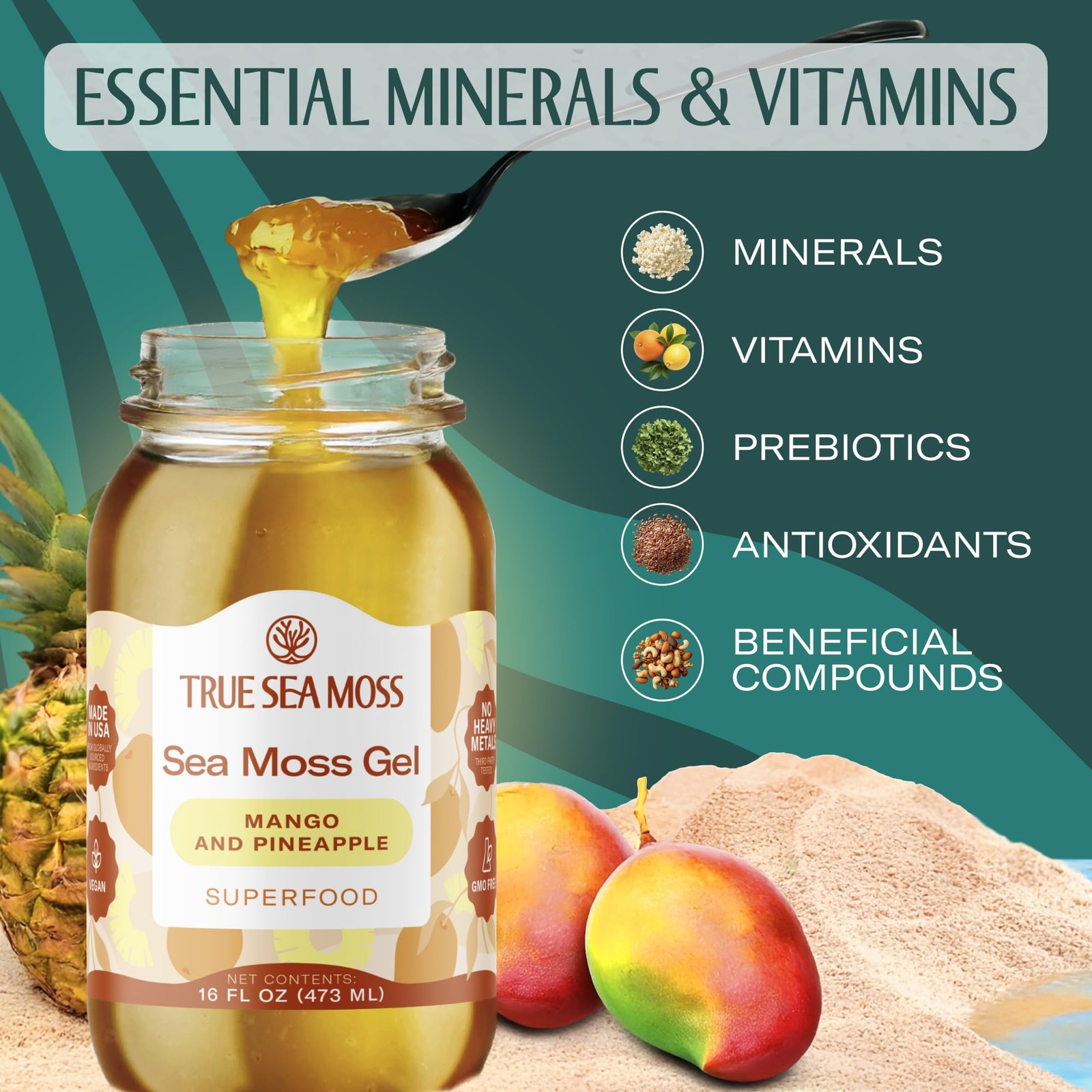TrueSeaMoss Sea Moss Gel – Made in USA – Wildcrafted Seamoss, Fruits & Jarred…