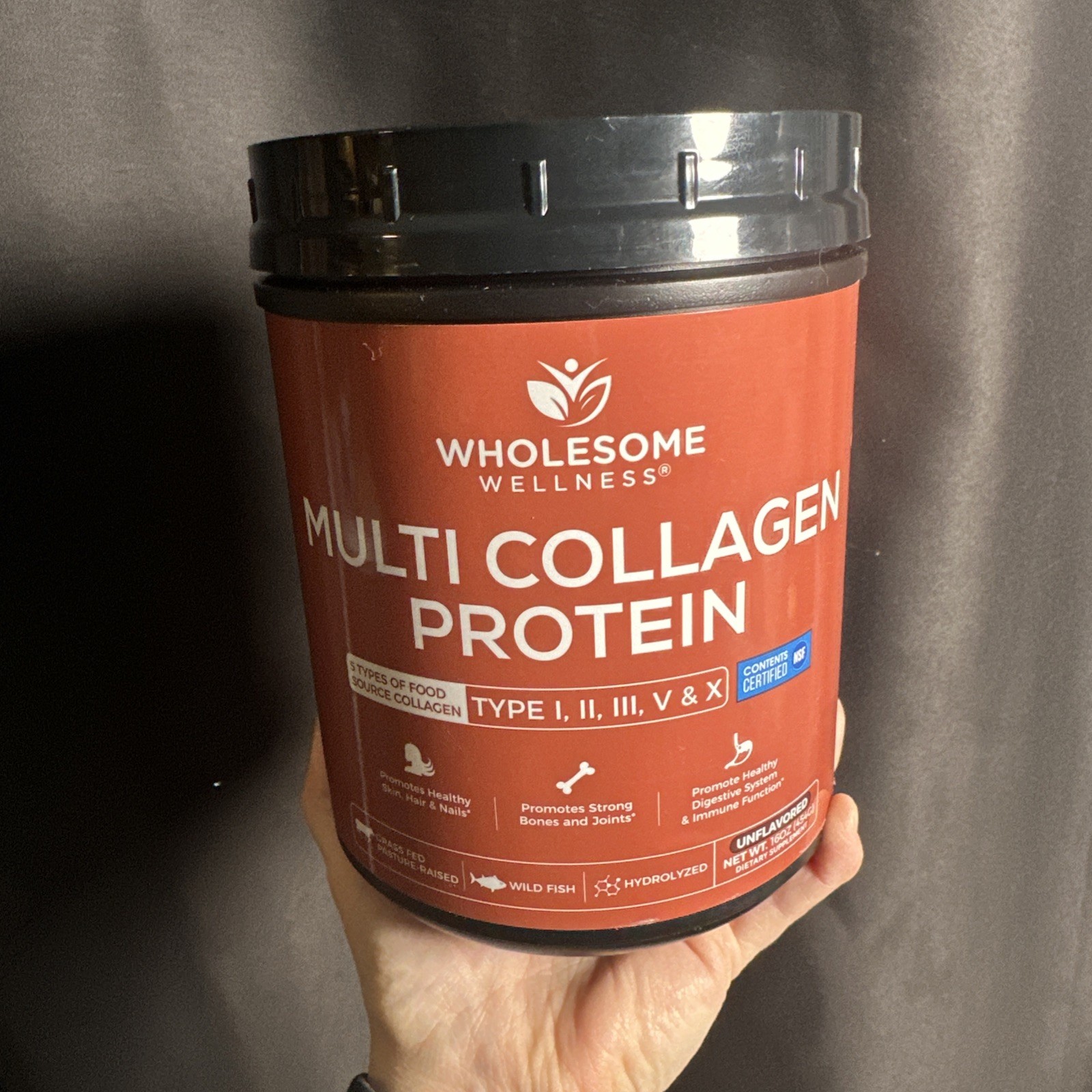 Wholesome Wellness Multi Collagen Protein Powder I II III V X Unflavored 16.03oz