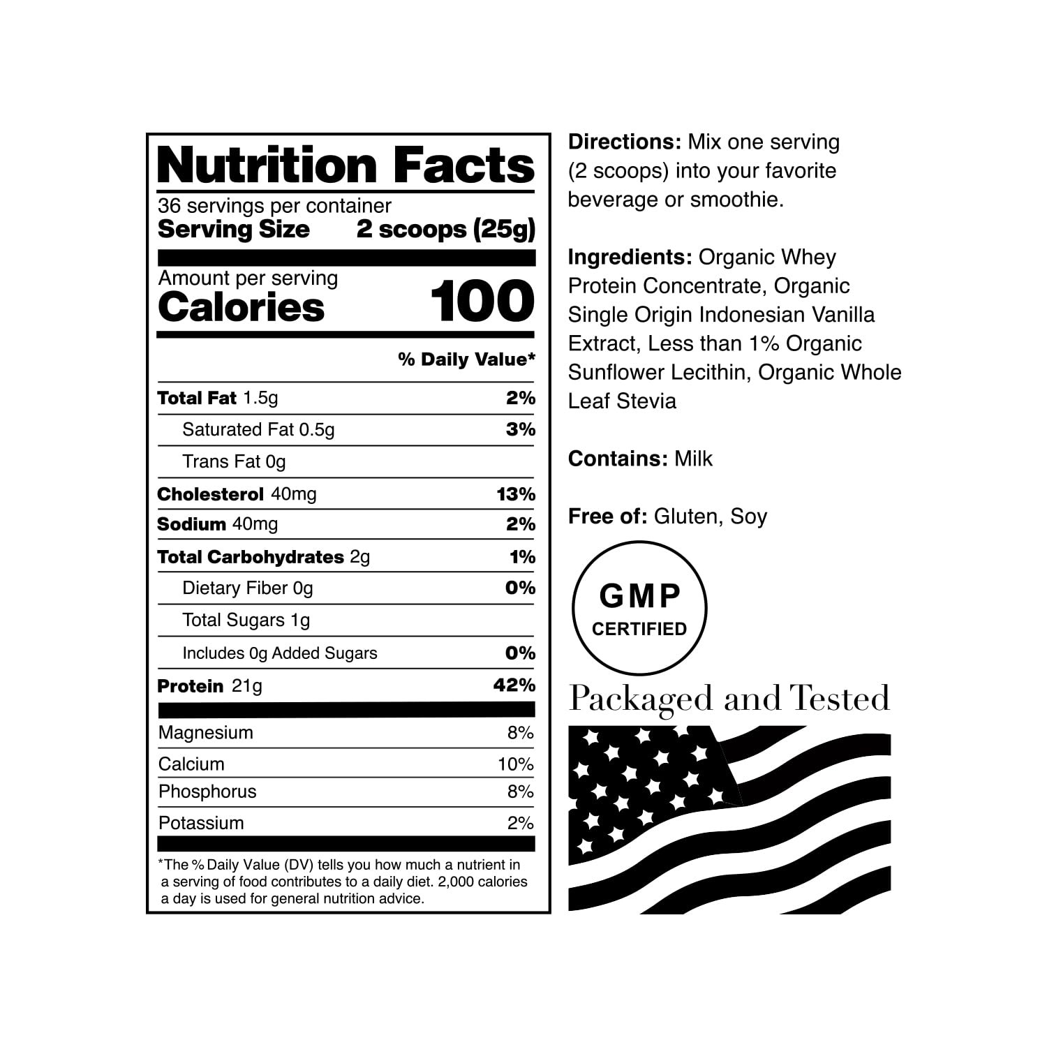 NorCal Organic Vanilla Whey Protein – 2lbs | Grass-Fed, Single-Origin Vanilla