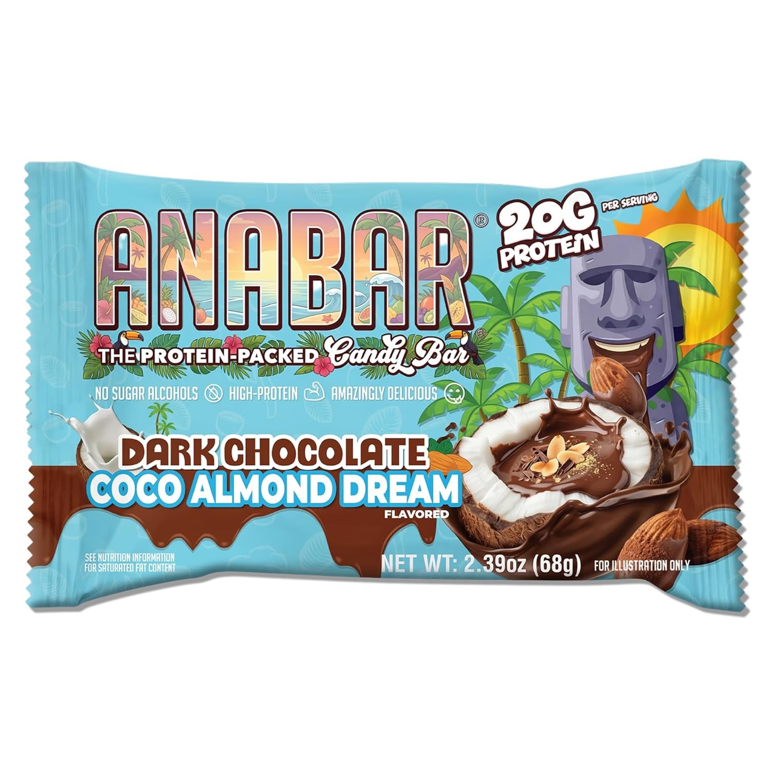 Anabar Protein Bar Almond Butter, 20 Grams of Protein 12 Bars Coco Almond Dream