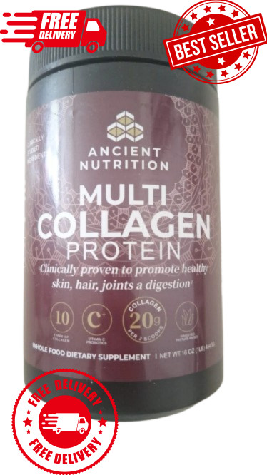 3-Pack Ancient Nutrition Collagen Protein Powder Probiotics Unflavored 16 Oz