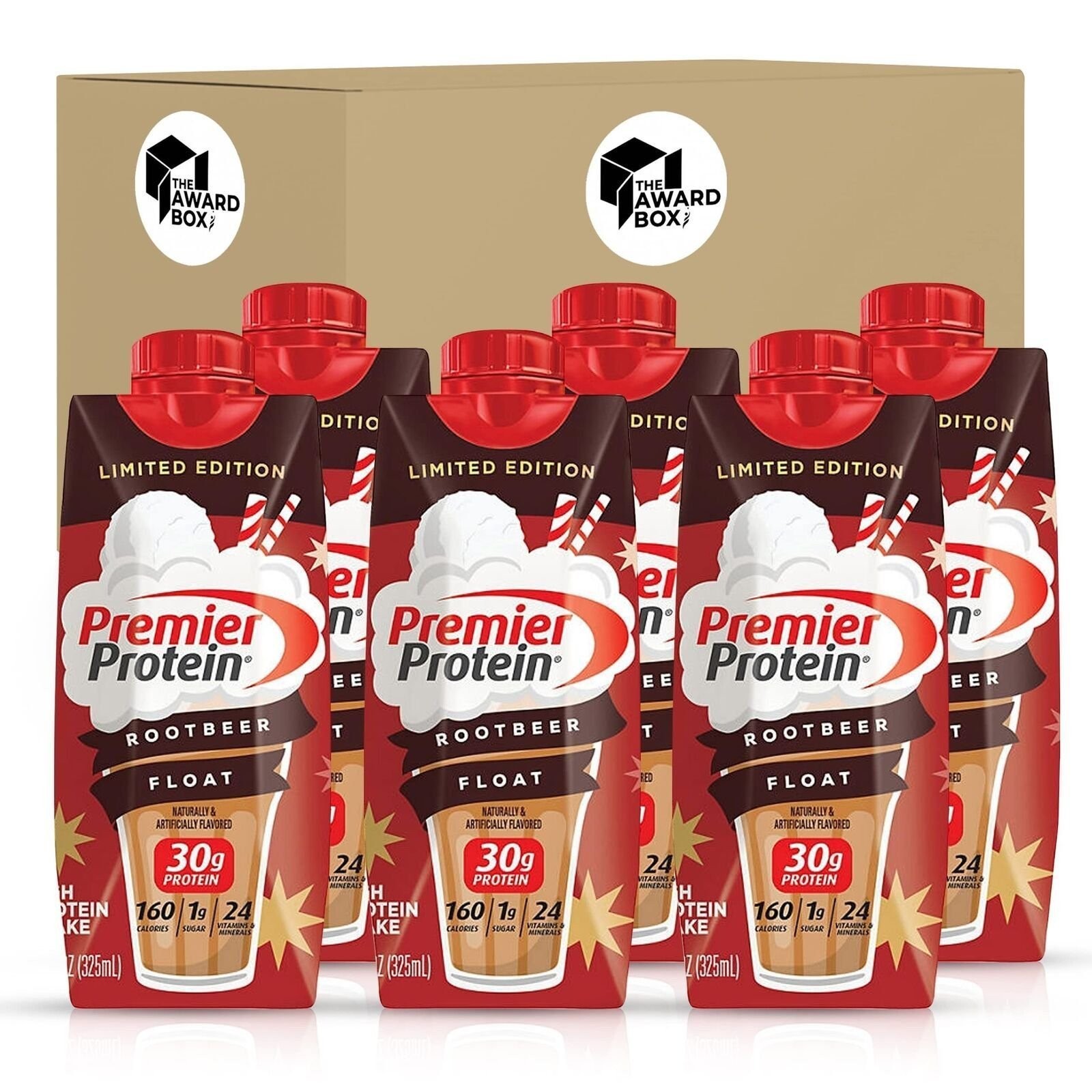 Premier Protein Shakes 6 BottlesRoot Beer in The Award Box 11. oz