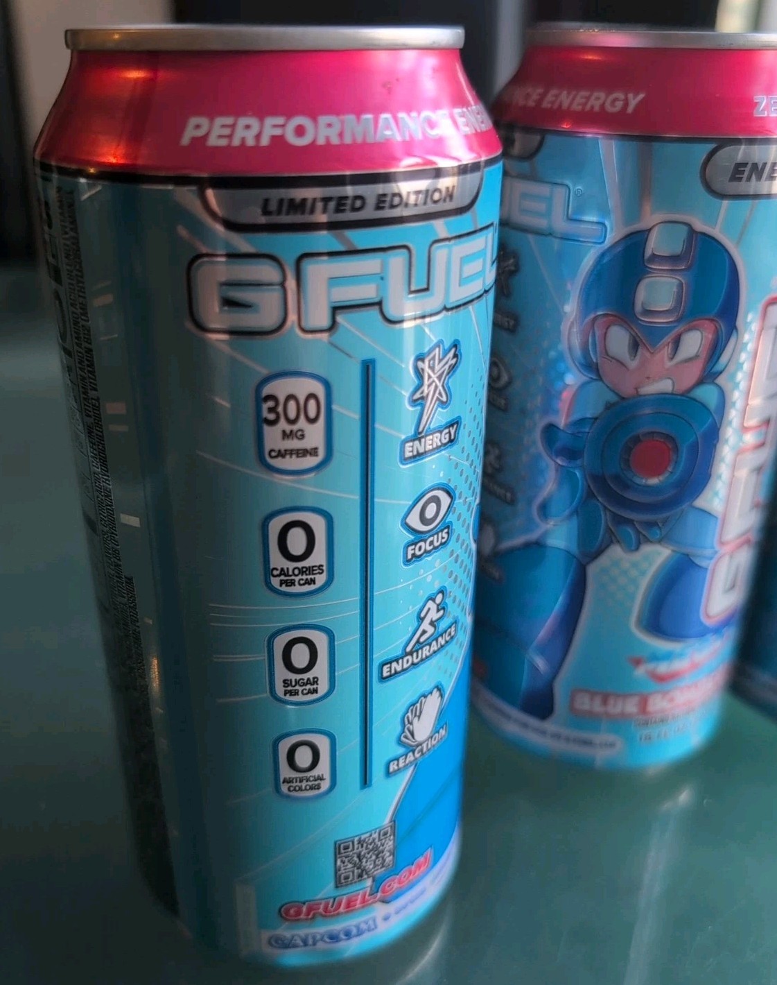 Limited Edition Megaman Blue Bomber Slushee GFuel Energy Drink Can 16oz 4 pack