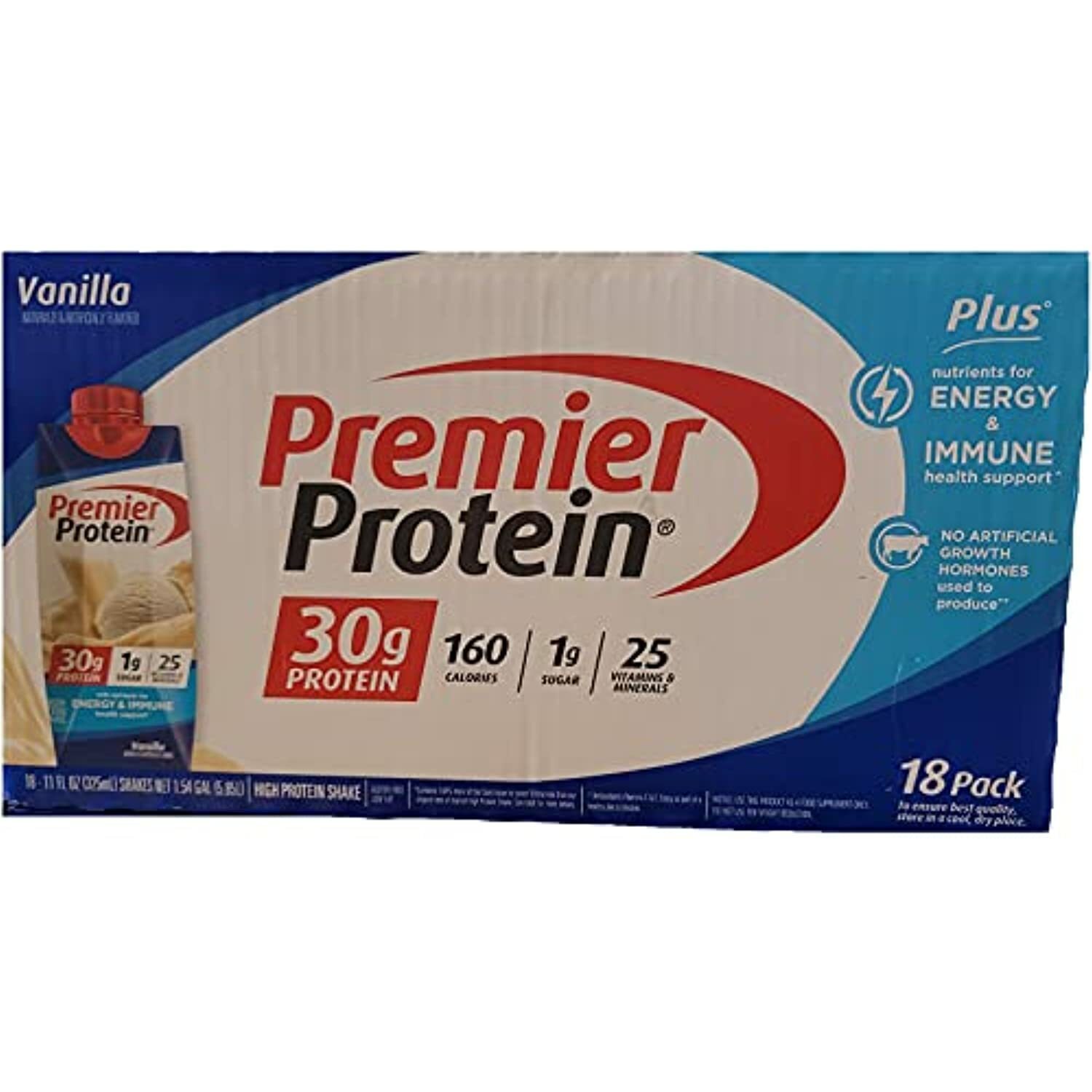 Premier 30g Protein PLUS Energy and Immune Support Shakes, 11 fl oz, 18-pack
