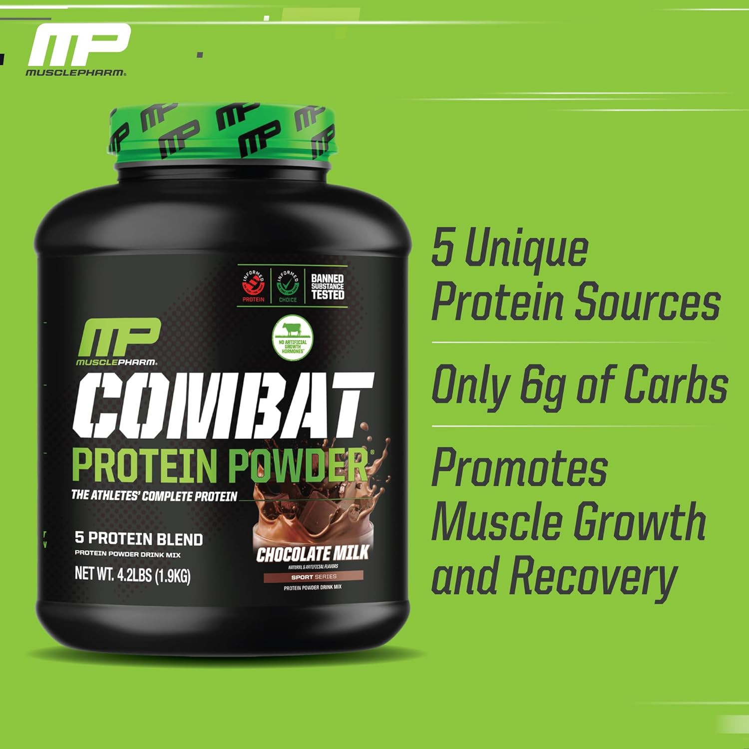 MusclePharm Combat Protein Powder Chocolate Milk 25g Protein 4.2lb