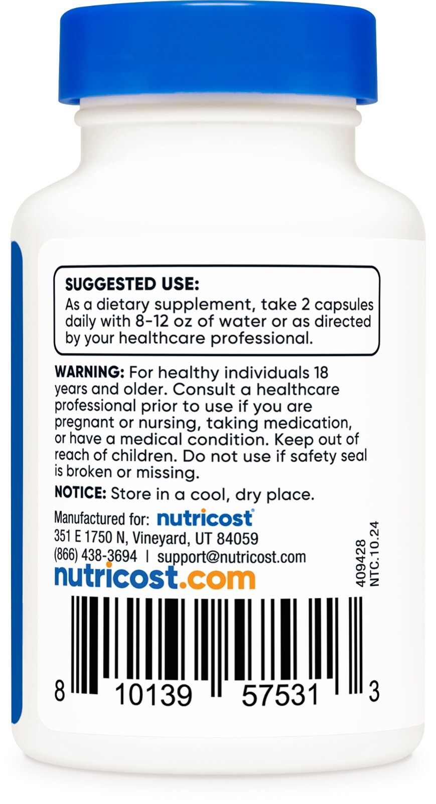 Nutricost Uridine Monophosphate 60 Capsules, 600 mg per Serving