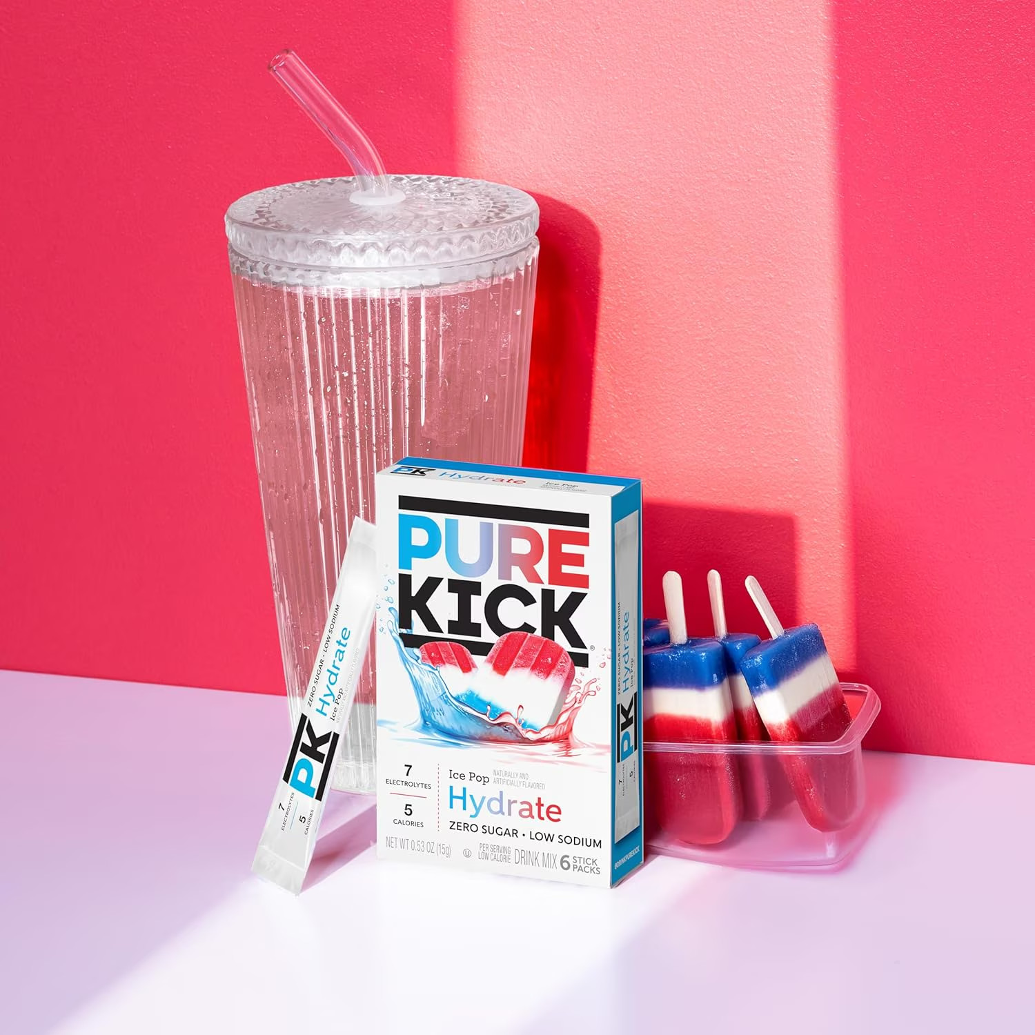 Pure Kick Ice Pop Electrolytes Powder Sugar-Free Hydration Packets 36 Sticks