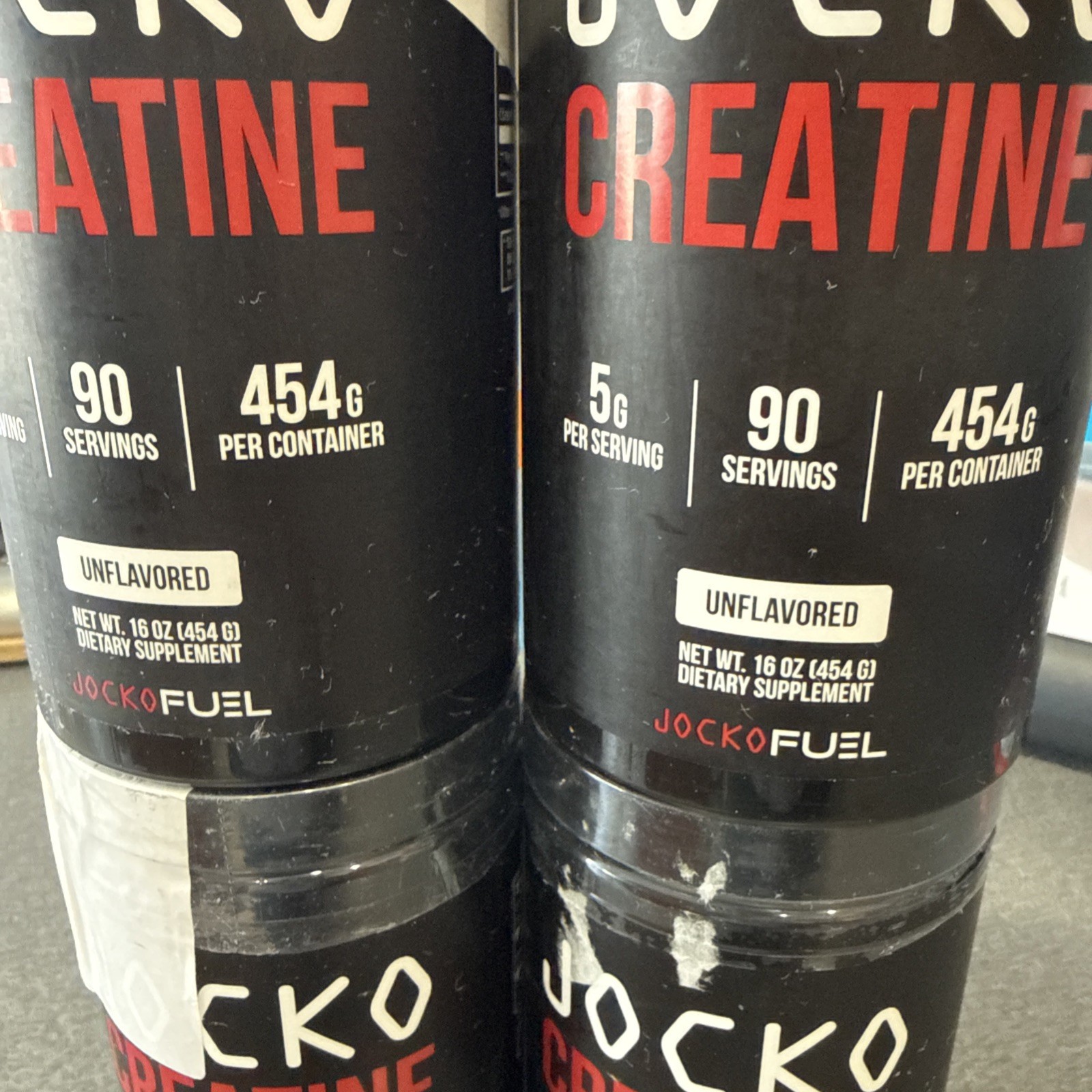 JOCKO Creatine Monohydrate Powder (4 PACK) Unflavored 90 Servings 16 Ounces