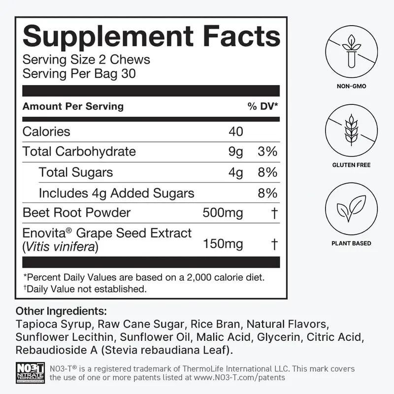 humanN Super Beets for blood pressure support – 60 soft chews – New Bag