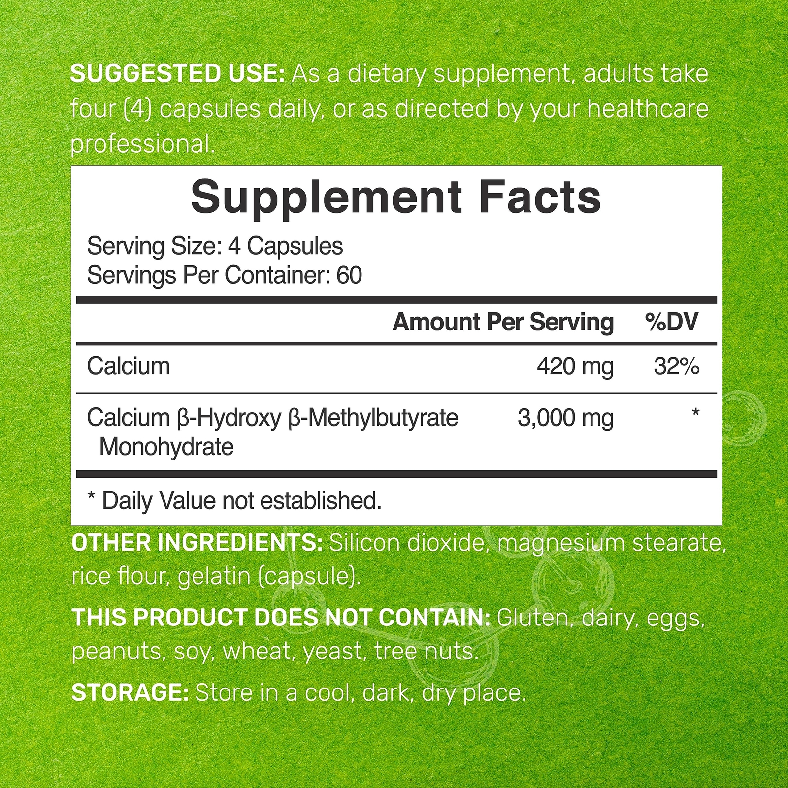 HMB 3000mg For Muscle Growth Lean Muscle Mass Fast Workout Recovery 240 Capsules