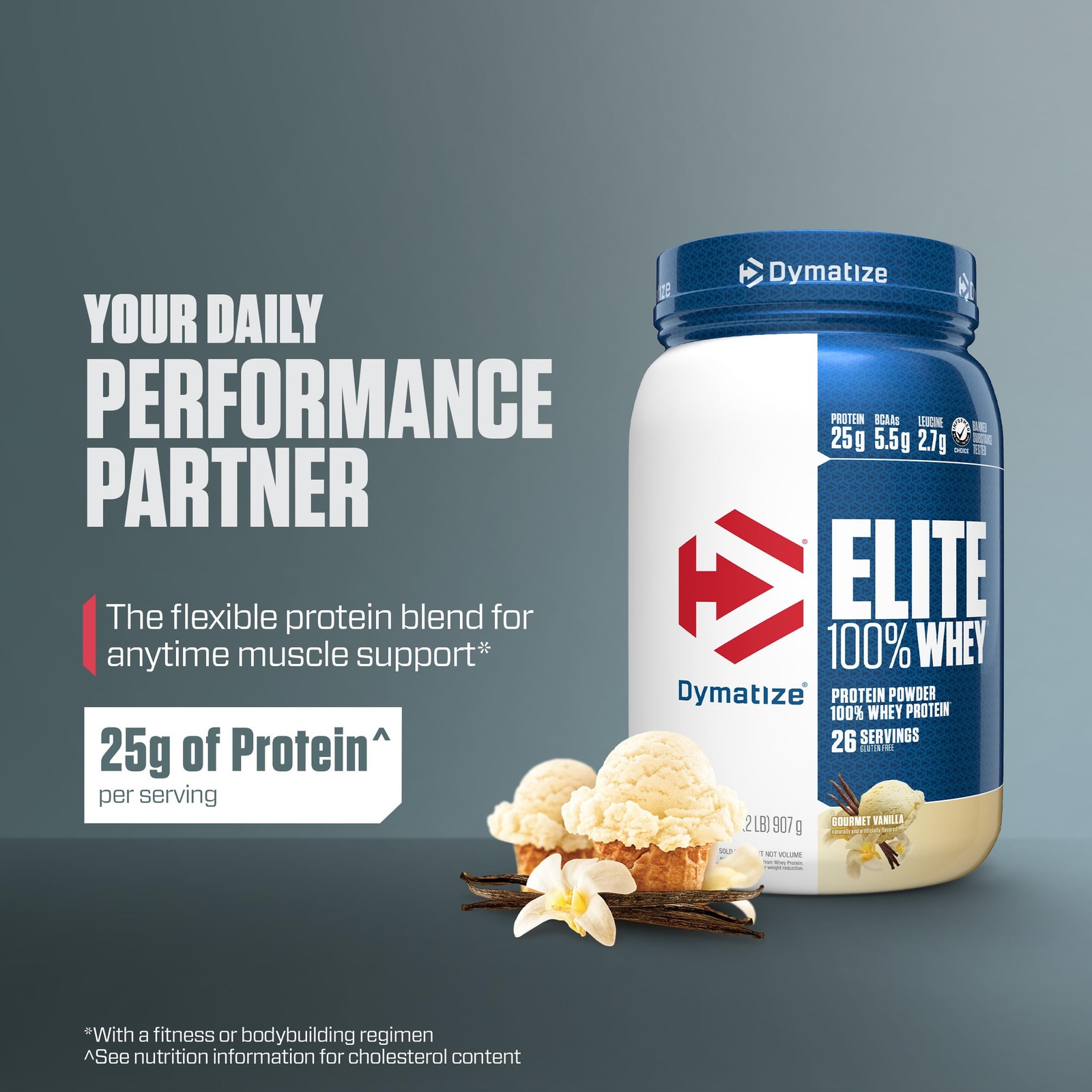 Dymatize Elite 100% Whey Protein Powder, 2 Pound (Pack of 1), Gourmet Vanilla