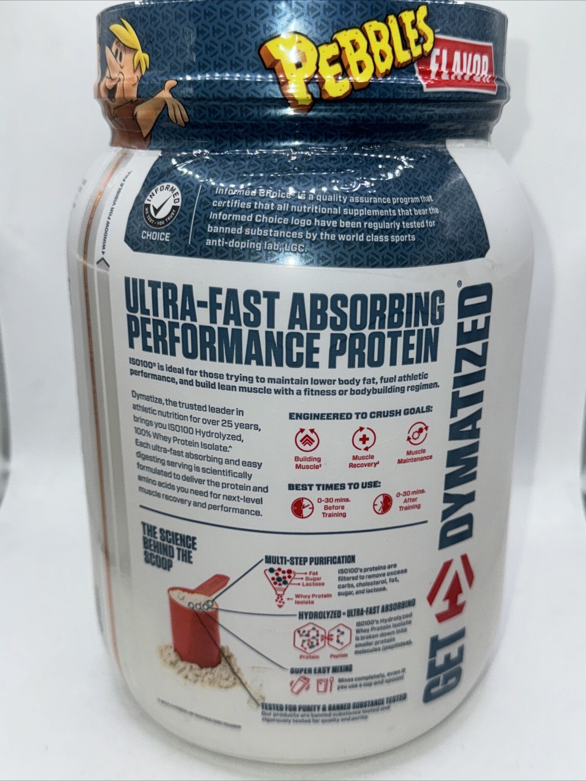 Dymatize ISO100 Hydrolyzed Protein Powder Fruity Pebbles – 1.3 lbs, 20 Servings