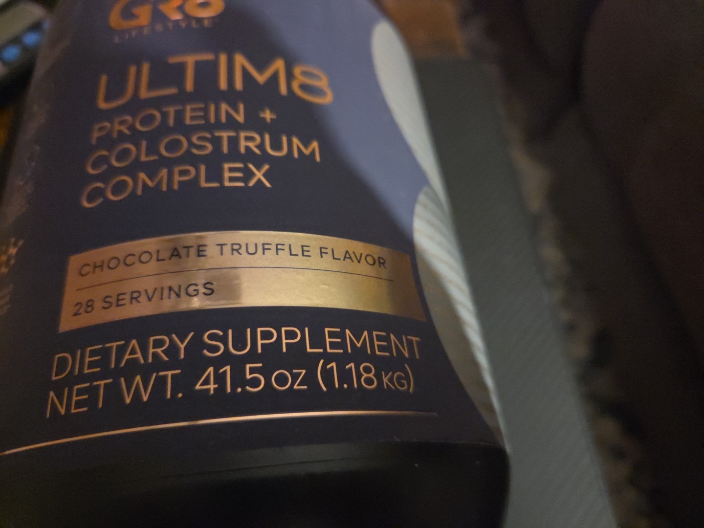 SEALED – ULTIM8 Protein + Colostrum Complex – CHOCOLATE TRUFFLE FLAVOR 03/2028