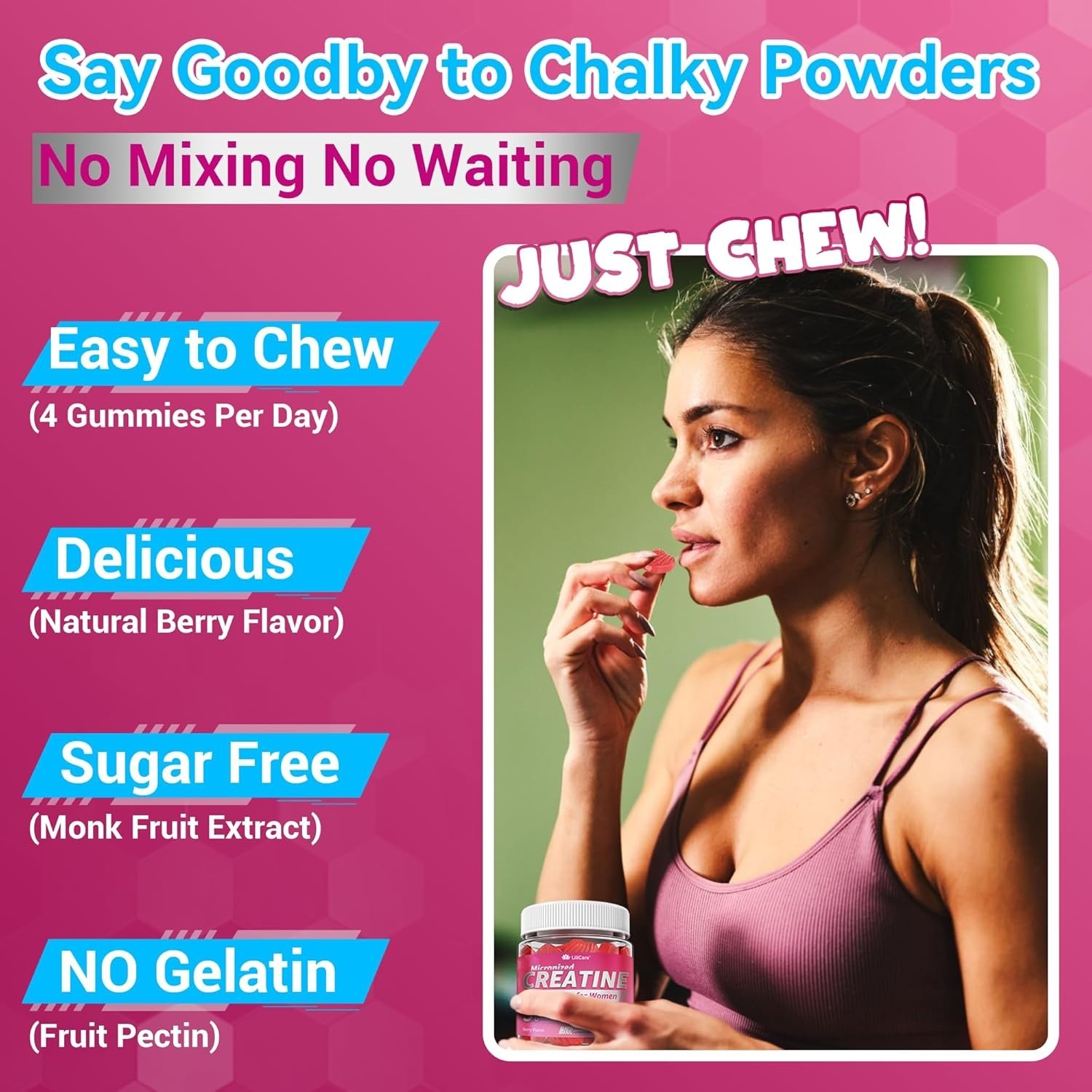 Creatine for Women Gummies, Micronized Creatine Monohydrate + Myo-Inositol