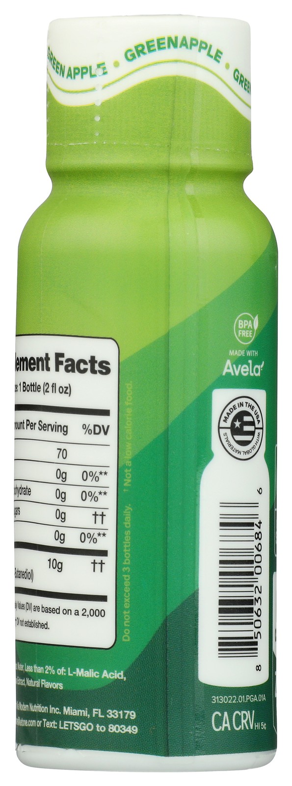 No Caffeine Green Apple Energy Shot By Ketone-Iq 2 Fl Oz 6 Pack