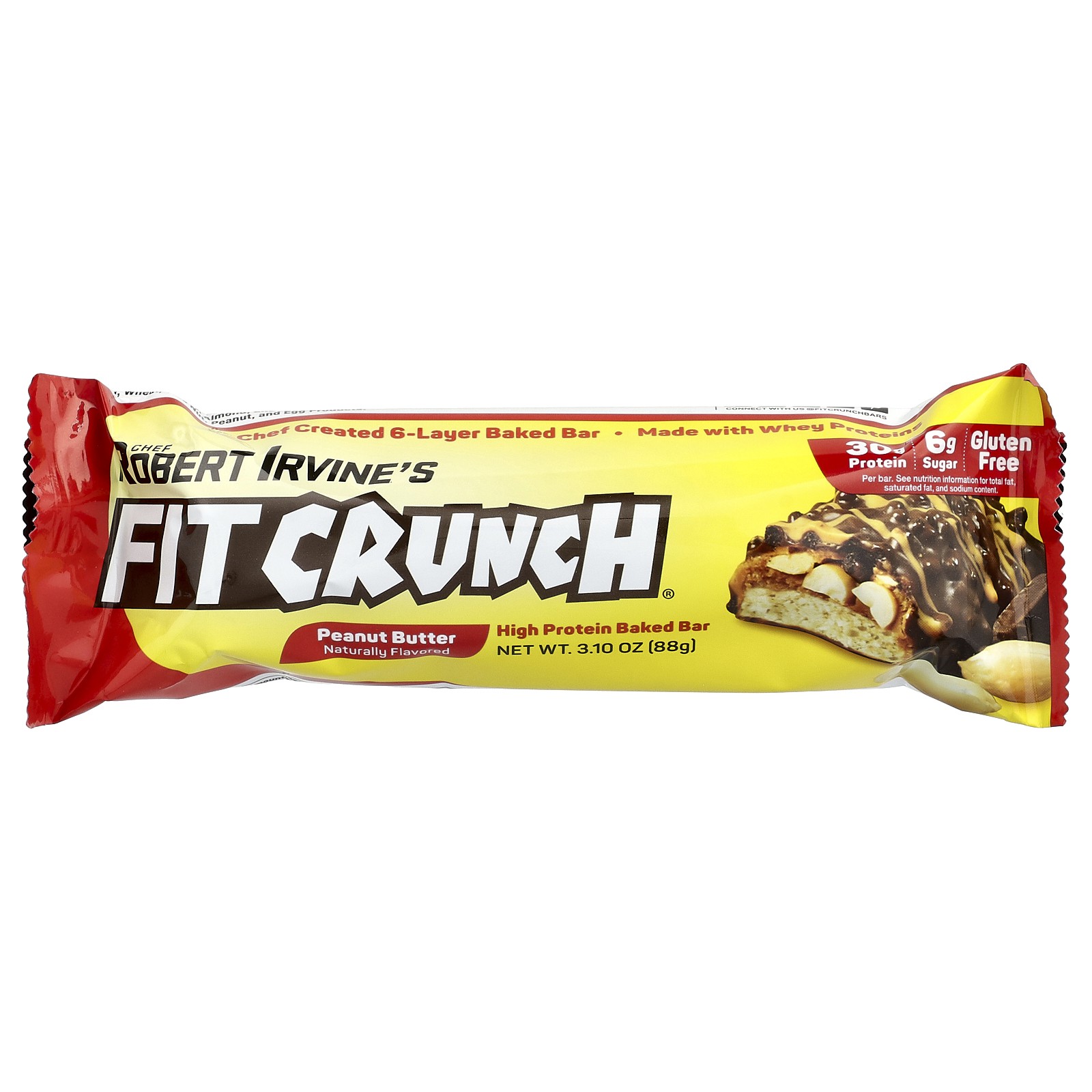 Whey Protein Baked Bar, Peanut Butter, 12 Bars, (3.10 oz) 88 g Each