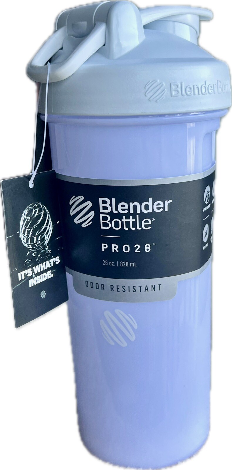Blender Bottle 28 oz. Pro Series Shaker Bottle with Loop Top – White Color