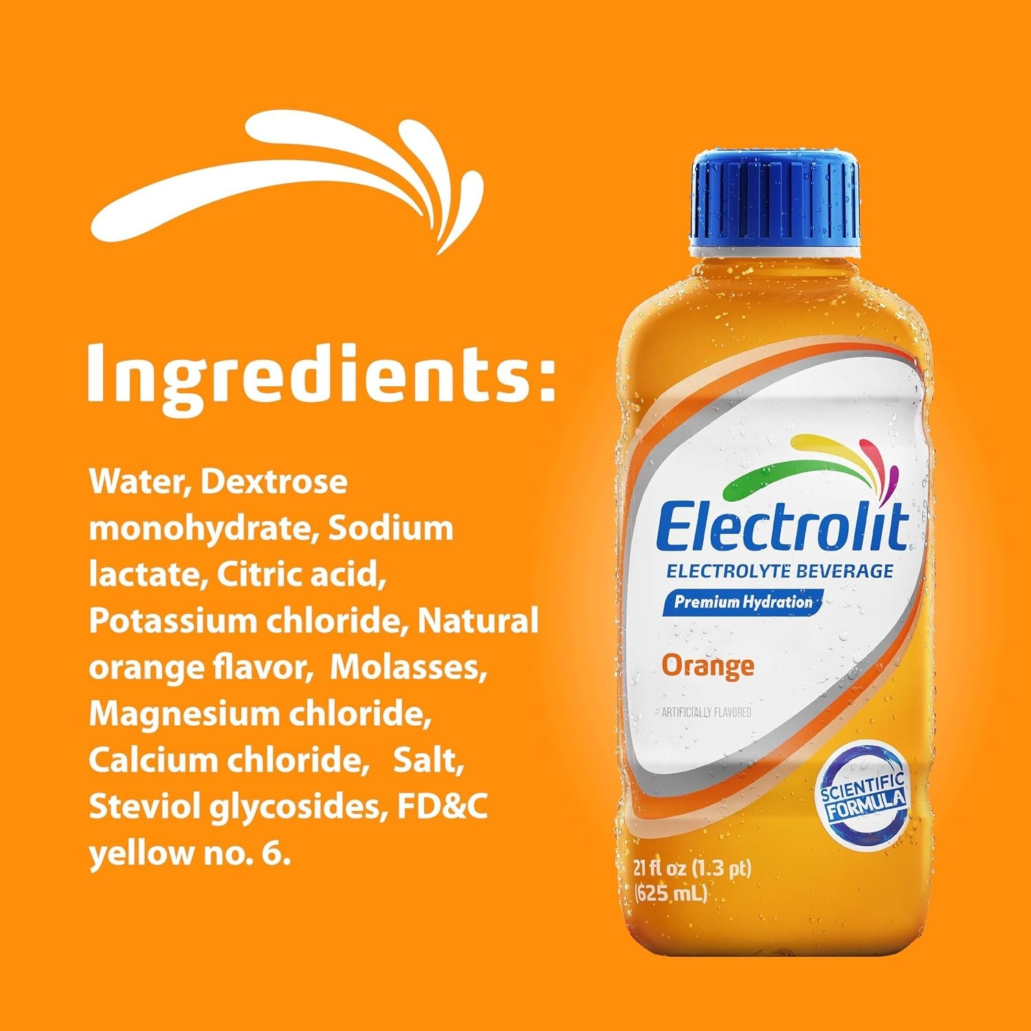Electrolit, Electrolyte Beverage, Orange, 21 Fl Oz bottle (Pack of 12)