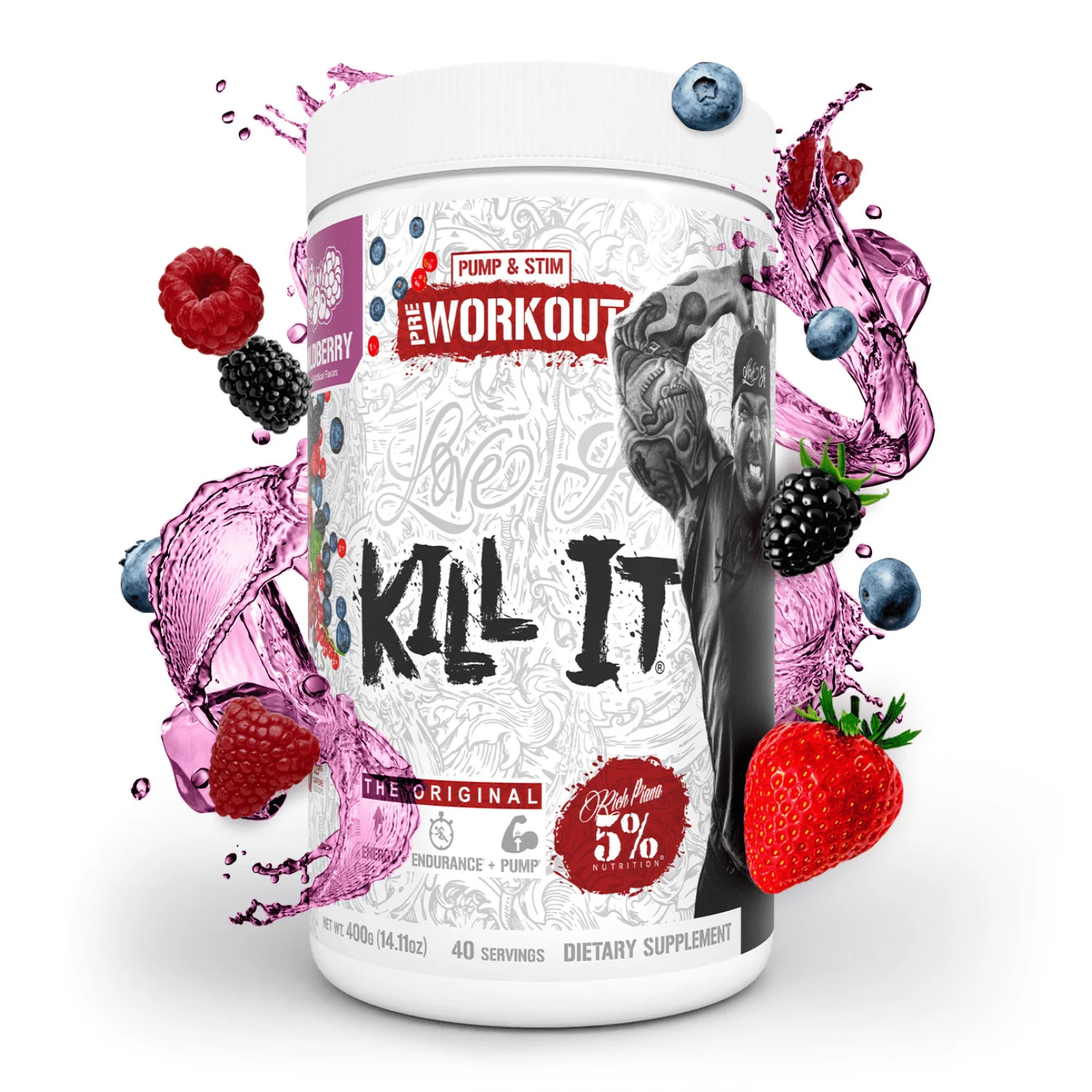 Rich Piana Kill It Pre-Workout Powder Supplement with Creatine & Caffeine for Pu
