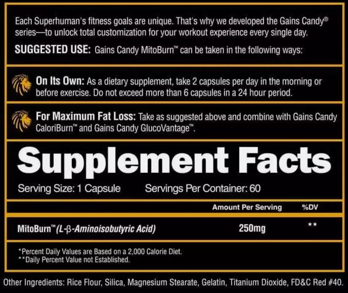 ALPHA LION Candy Gains MITOBURN Fat Loss Fast Results Anti Aging Keto Friendly