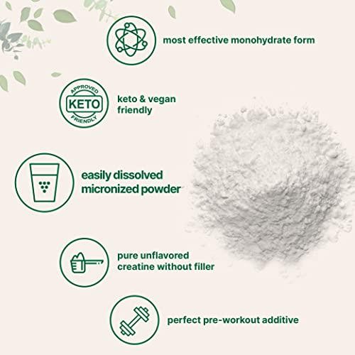 Instant Creatine Monohydrate Powder 500 Grams (1.1 Lb), 5000mg Per Serv, Powder,